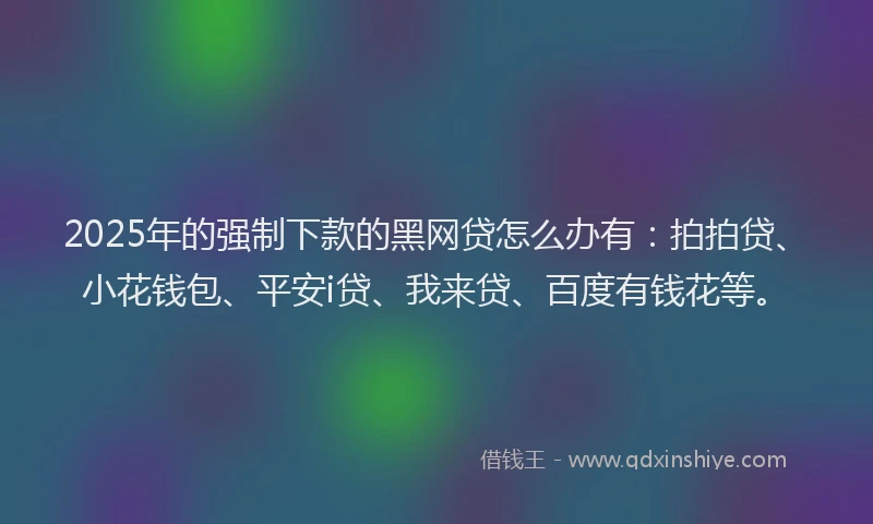 2025年的强制下款的黑网贷怎么办有：拍拍贷、小花钱包、平安i贷、我来贷、百度有钱花等。