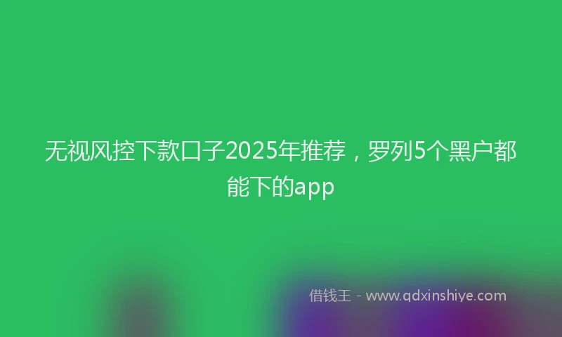 无视风控下款口子2025年推荐，罗列5个黑户都能下的app