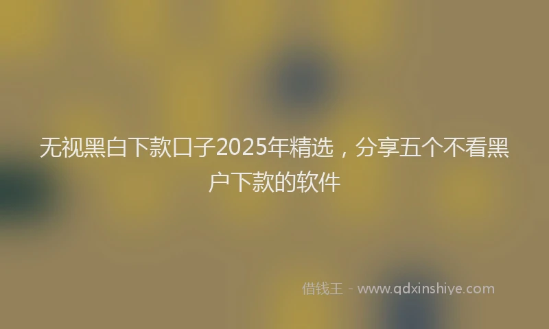 无视黑白下款口子2025年精选，分享五个不看黑户下款的软件