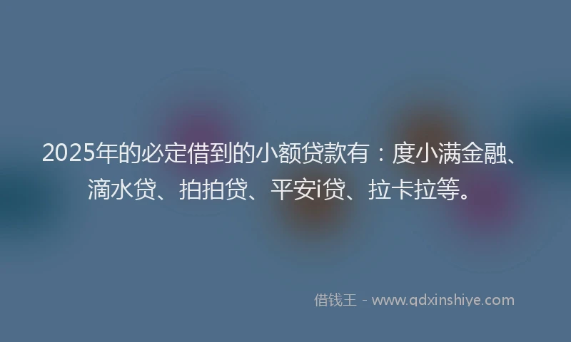 2025年的必定借到的小额贷款有：度小满金融、滴水贷、拍拍贷、平安i贷、拉卡拉等。