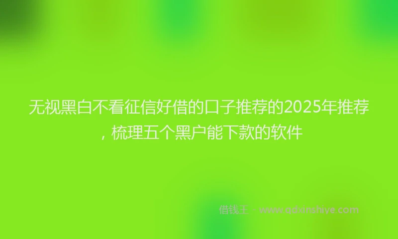 无视黑白不看征信好借的口子推荐的2025年推荐，梳理五个黑户能下款的软件