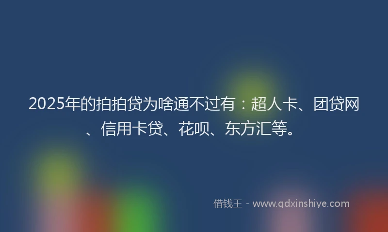 2025年的拍拍贷为啥通不过有：超人卡、团贷网、信用卡贷、花呗、东方汇等。