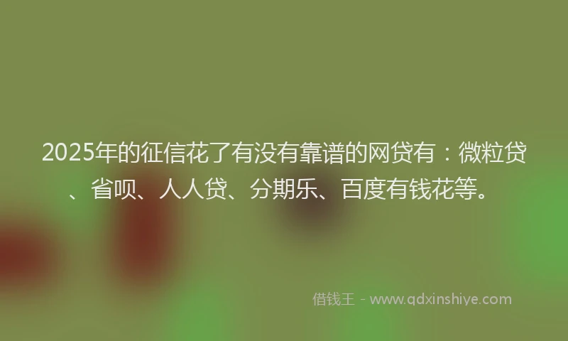 2025年的征信花了有没有靠谱的网贷有：微粒贷、省呗、人人贷、分期乐、百度有钱花等。