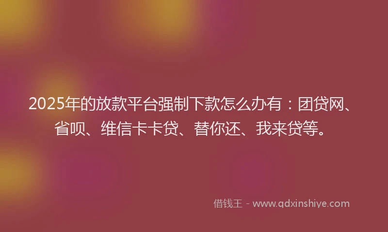 2025年的放款平台强制下款怎么办有：团贷网、省呗、维信卡卡贷、替你还、我来贷等。