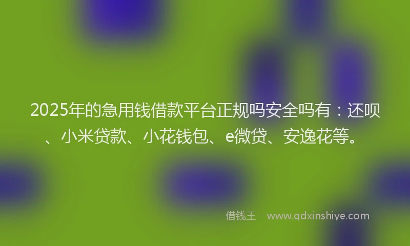 2025年的急用钱借款平台正规吗安全吗有：还呗、小米贷款、小花钱包、e微贷、安逸花等。