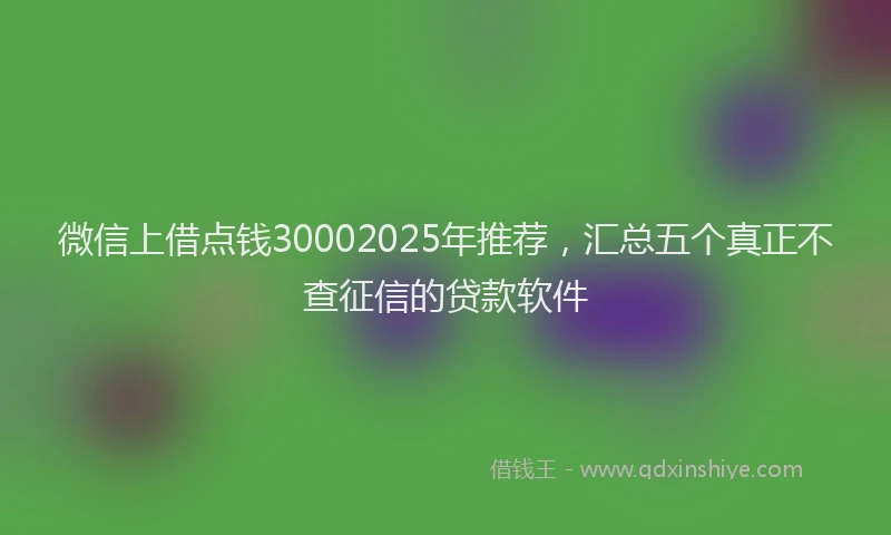 微信上借点钱30002025年推荐，汇总五个真正不查征信的贷款软件
