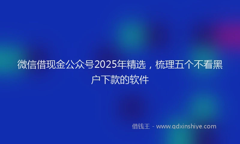 微信借现金公众号2025年精选，梳理五个不看黑户下款的软件