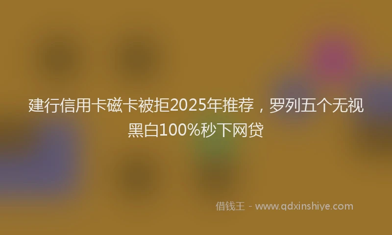 建行信用卡磁卡被拒2025年推荐，罗列五个无视黑白100%秒下网贷