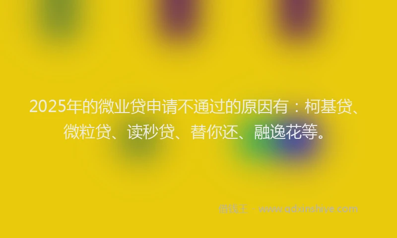 2025年的微业贷申请不通过的原因有：柯基贷、微粒贷、读秒贷、替你还、融逸花等。