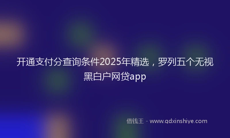 开通支付分查询条件2025年精选，罗列五个无视黑白户网贷app