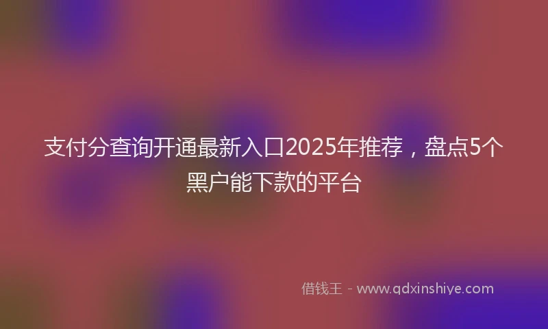 支付分查询开通最新入口2025年推荐，盘点5个黑户能下款的平台