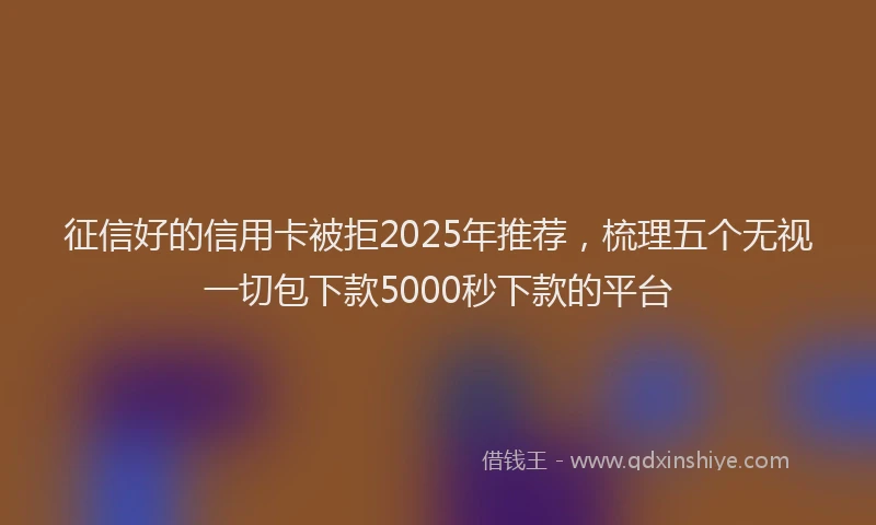 征信好的信用卡被拒2025年推荐，梳理五个无视一切包下款5000秒下款的平台