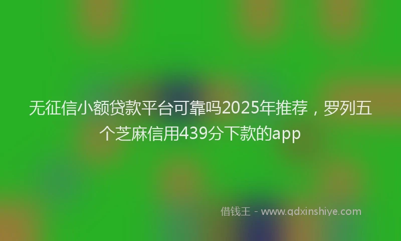 无征信小额贷款平台可靠吗2025年推荐，罗列五个芝麻信用439分下款的app