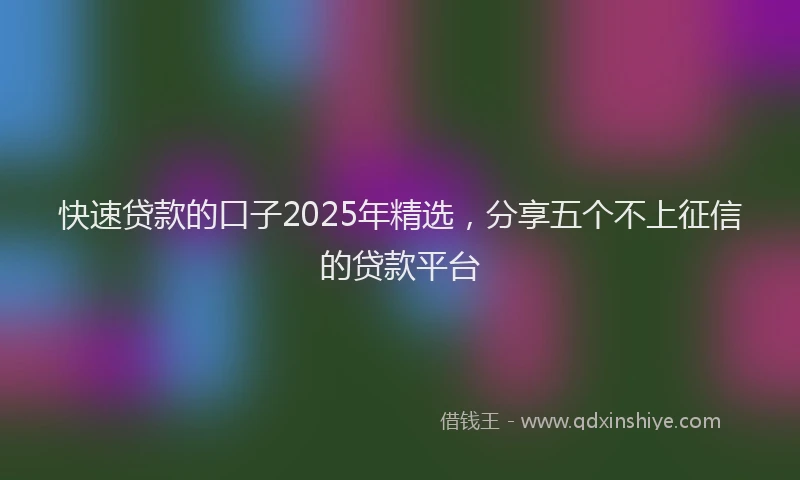 快速贷款的口子2025年精选，分享五个不上征信的贷款平台