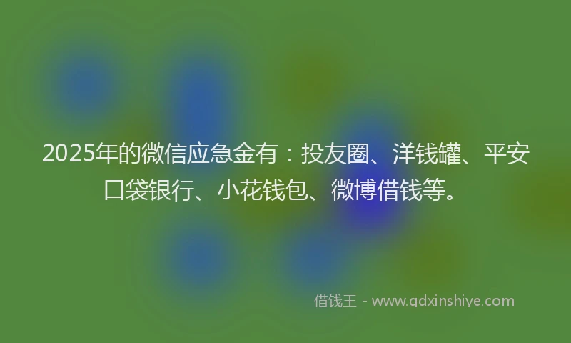 2025年的微信应急金有：投友圈、洋钱罐、平安口袋银行、小花钱包、微博借钱等。