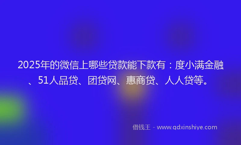 2025年的微信上哪些贷款能下款有：度小满金融、51人品贷、团贷网、惠商贷、人人贷等。