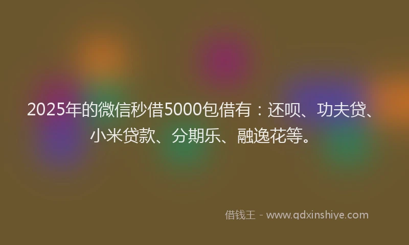 2025年的微信秒借5000包借有：还呗、功夫贷、小米贷款、分期乐、融逸花等。
