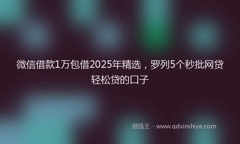 微信借款1万包借2025年精选，罗列5个秒批网贷轻松贷的口子