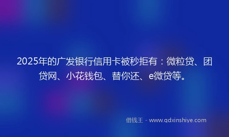 2025年的广发银行信用卡被秒拒有：微粒贷、团贷网、小花钱包、替你还、e微贷等。