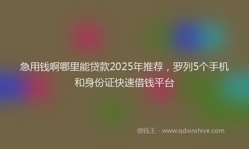 急用钱啊哪里能贷款2025年推荐，罗列5个手机和身份证快速借钱平台