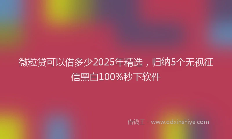 微粒贷可以借多少2025年精选，归纳5个无视征信黑白100%秒下软件