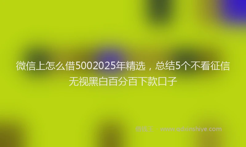 微信上怎么借5002025年精选，总结5个不看征信无视黑白百分百下款口子