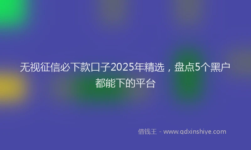 无视征信必下款口子2025年精选，盘点5个黑户都能下的平台