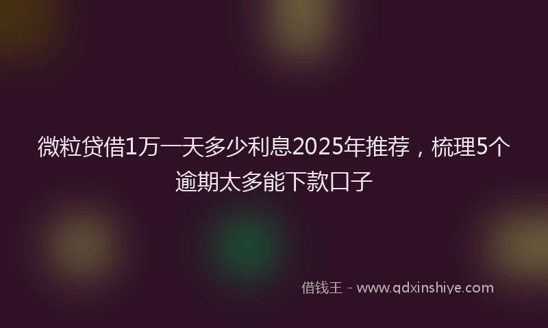 微粒贷借1万一天多少利息2025年推荐，梳理5个逾期太多能下款口子