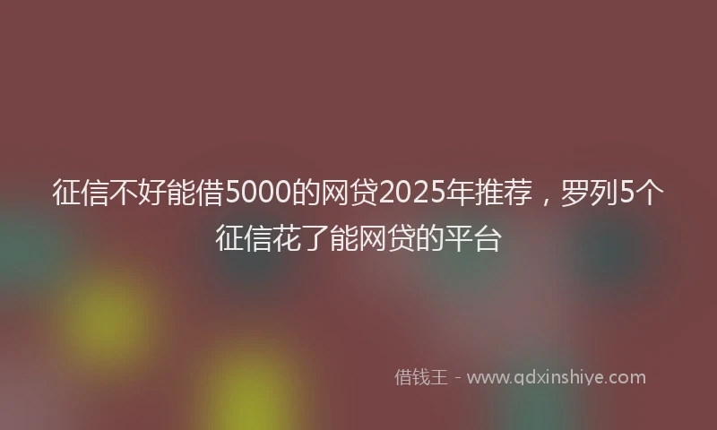 征信不好能借5000的网贷2025年推荐，罗列5个征信花了能网贷的平台