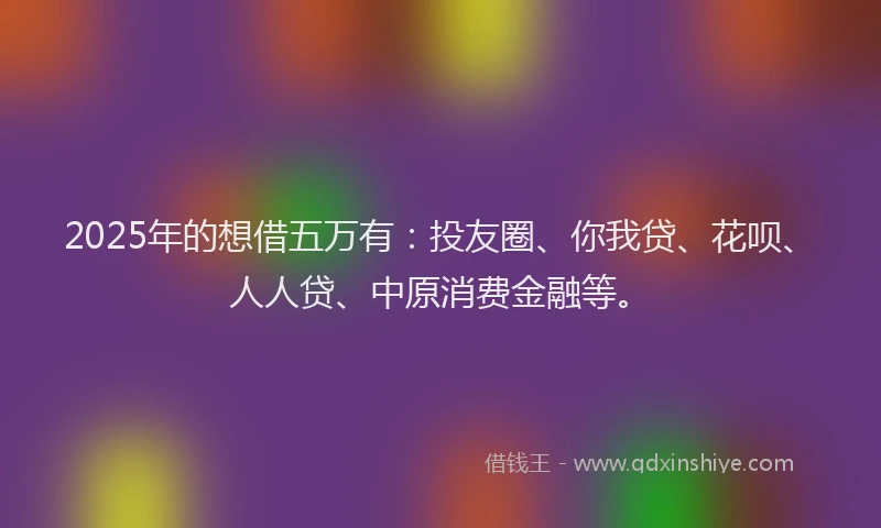 2025年的想借五万有：投友圈、你我贷、花呗、人人贷、中原消费金融等。