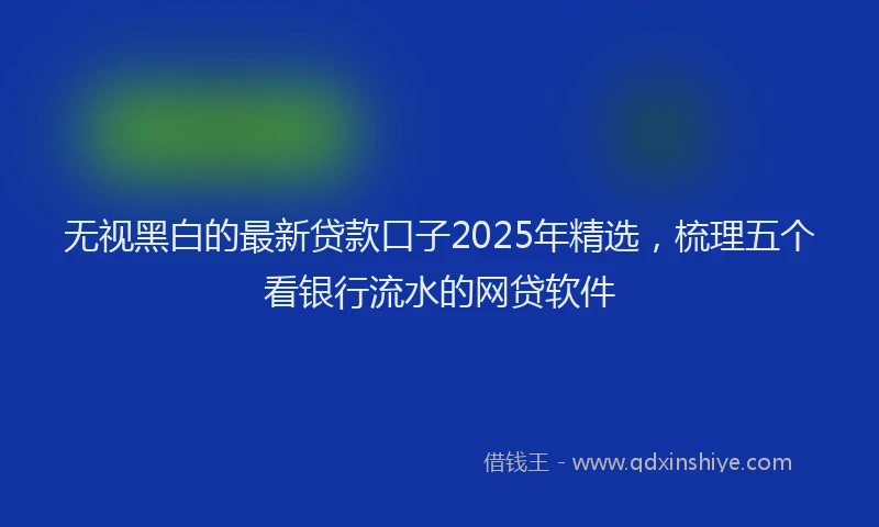 无视黑白的最新贷款口子2025年精选，梳理五个看银行流水的网贷软件
