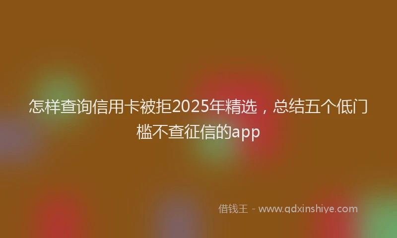 怎样查询信用卡被拒2025年精选，总结五个低门槛不查征信的app