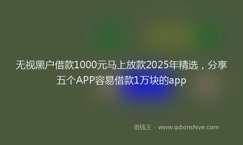 无视黑户借款1000元马上放款2025年精选，分享五个APP容易借款1万块的app