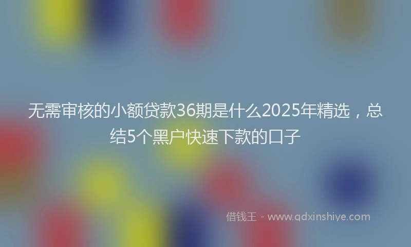 无需审核的小额贷款36期是什么2025年精选，总结5个黑户快速下款的口子