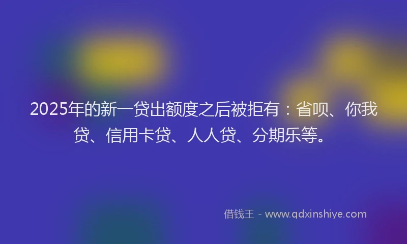 2025年的新一贷出额度之后被拒有：省呗、你我贷、信用卡贷、人人贷、分期乐等。