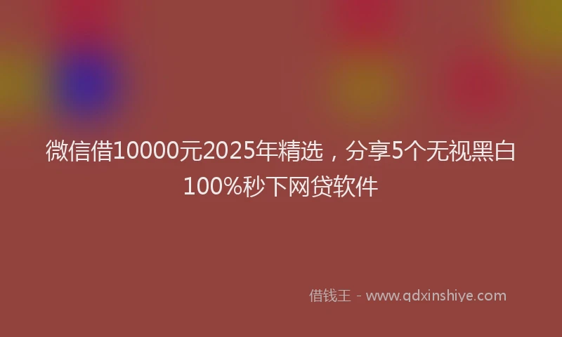 微信借10000元2025年精选，分享5个无视黑白100%秒下网贷软件
