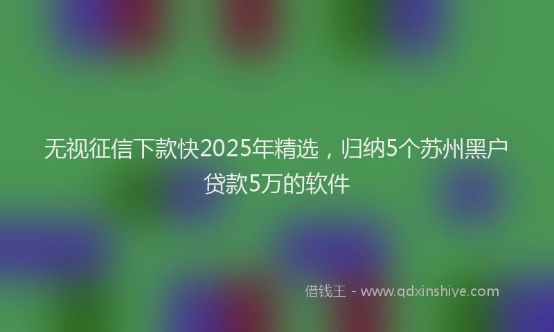 无视征信下款快2025年精选，归纳5个苏州黑户贷款5万的软件