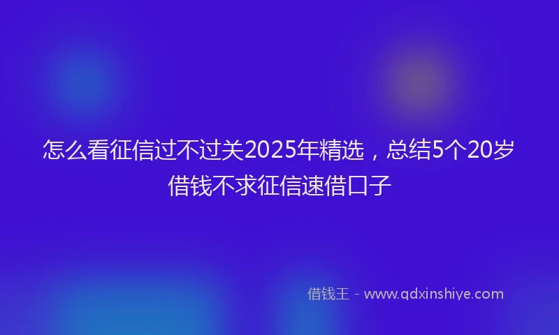 怎么看征信过不过关2025年精选，总结5个20岁借钱不求征信速借口子