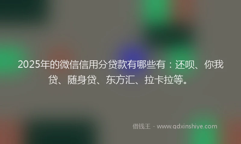 2025年的微信信用分贷款有哪些有：还呗、你我贷、随身贷、东方汇、拉卡拉等。