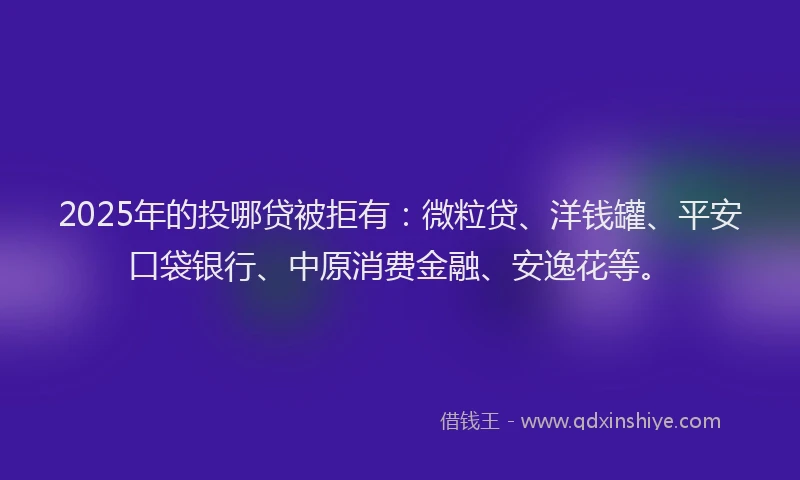 2025年的投哪贷被拒有：微粒贷、洋钱罐、平安口袋银行、中原消费金融、安逸花等。