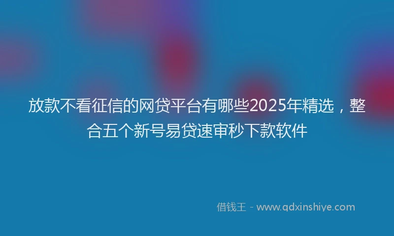 放款不看征信的网贷平台有哪些2025年精选，整合五个新号易贷速审秒下款软件