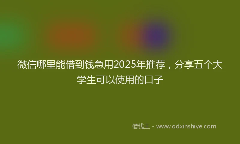 微信哪里能借到钱急用2025年推荐，分享五个大学生可以使用的口子