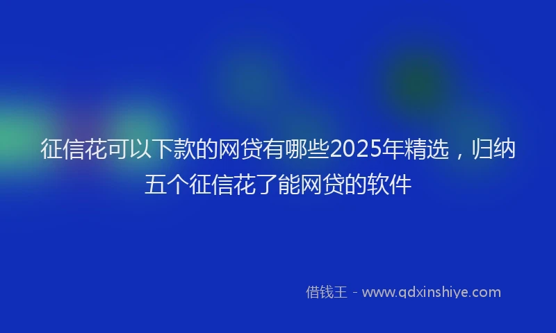 征信花可以下款的网贷有哪些2025年精选，归纳五个征信花了能网贷的软件