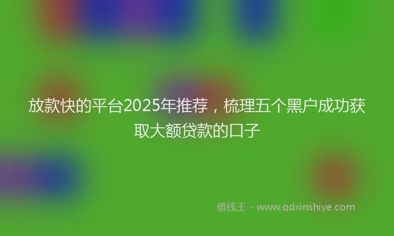放款快的平台2025年推荐，梳理五个黑户成功获取大额贷款的口子