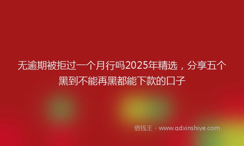 无逾期被拒过一个月行吗2025年精选，分享五个黑到不能再黑都能下款的口子