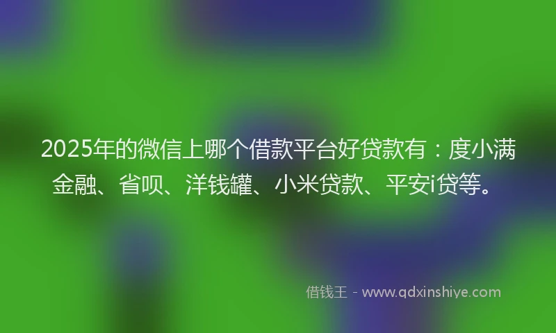 2025年的微信上哪个借款平台好贷款有：度小满金融、省呗、洋钱罐、小米贷款、平安i贷等。