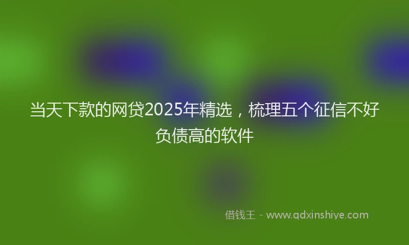 当天下款的网贷2025年精选，梳理五个征信不好负债高的软件