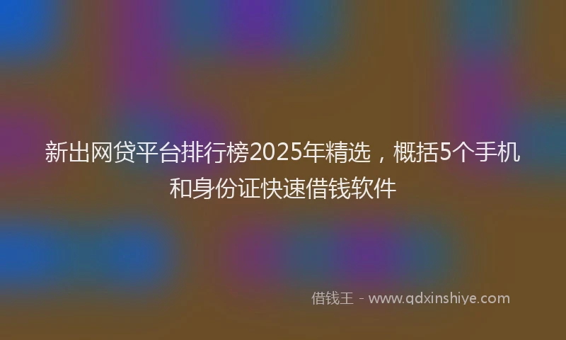 新出网贷平台排行榜2025年精选，概括5个手机和身份证快速借钱软件