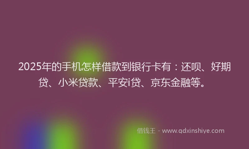 2025年的手机怎样借款到银行卡有：还呗、好期贷、小米贷款、平安i贷、京东金融等。