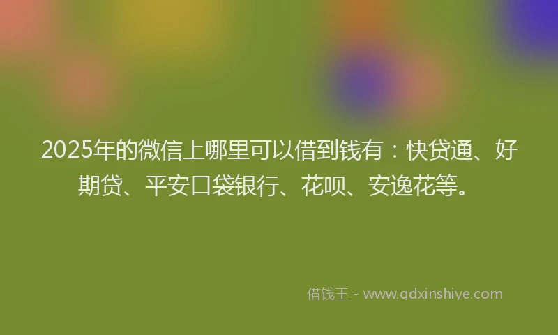 2025年的微信上哪里可以借到钱有：快贷通、好期贷、平安口袋银行、花呗、安逸花等。